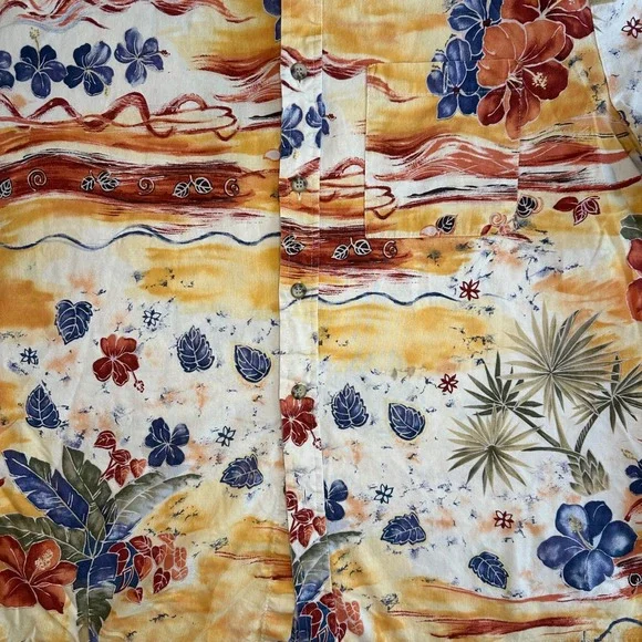 VTG Angelica Floral Hawaiian Shirt USA Tropical‎ Aloha Print Button Collar XL